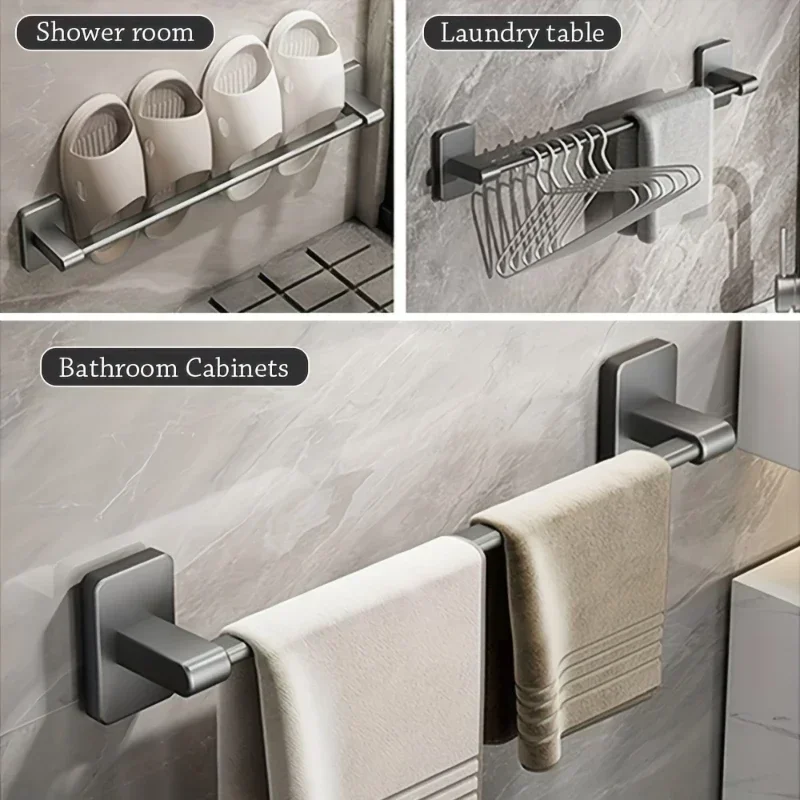 Towel rack Wall Mounted Bathroom Storage Rack No Drilling Horizontal Bar Kitchen Accessories