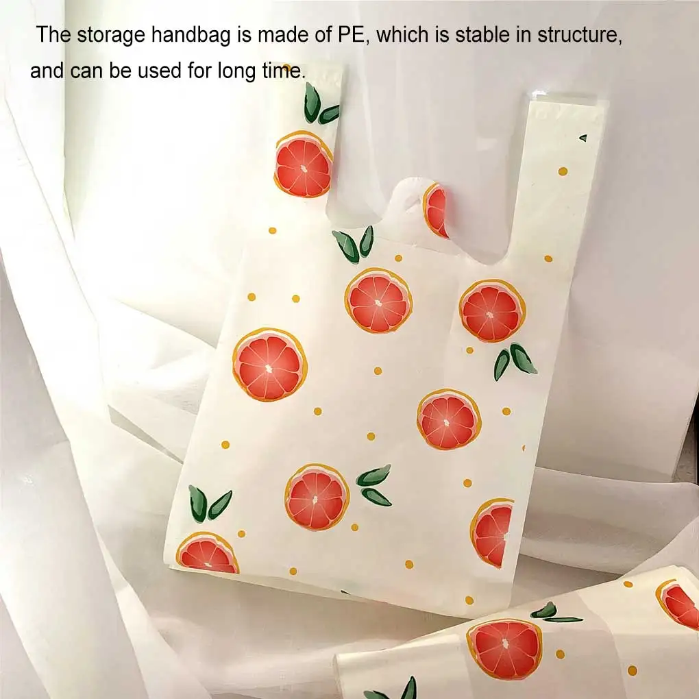 

50 Pieces Shopping Bag Home Supermarket Store Mall Food Vegetable Snacks Fruits Storage Handbag Portable Organizer Tote S