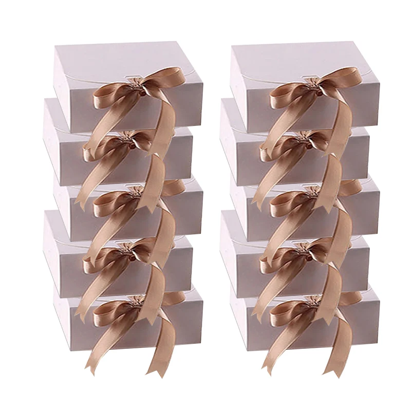Set of 10 Handmade Holiday Gift Boxes with Ribbon