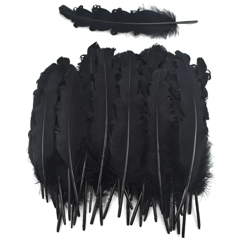 20 Stück weiße und schwarze gelockte Gänsefedern für Schmuckherstellung, Dekoration, Handarbeitszubehör, Cintas Decorativas – Detail 8
