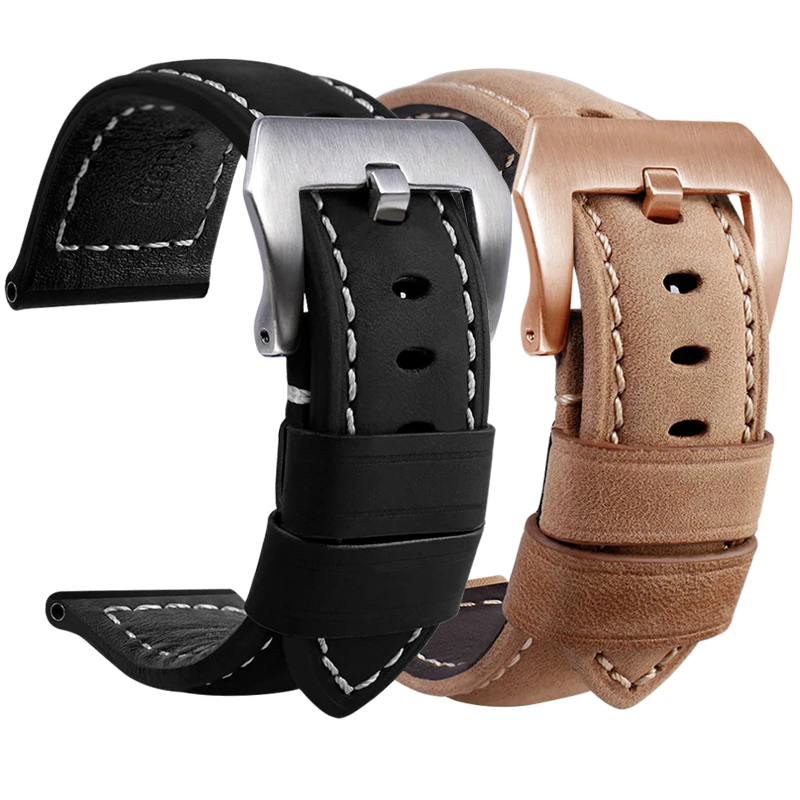 Genuine Cowhide Men's Frosted Handmade Retro Crazy Horse Leather Watch Strap
