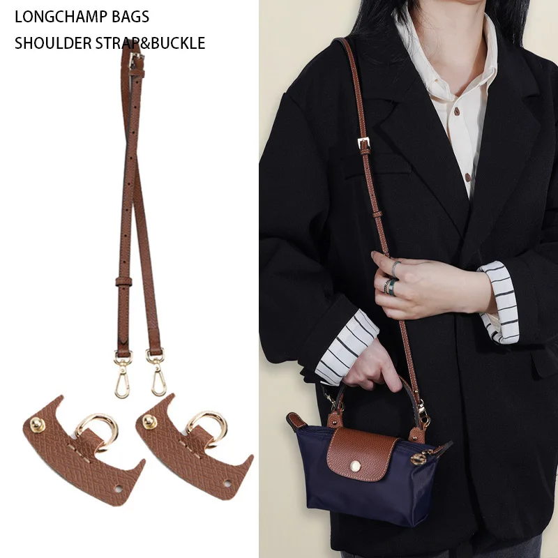 

New Bag Transformation Accessories for Longchamp Mini Bag Straps Punch-free Genuine Leather Shoulder Strap Crossbody Conversion