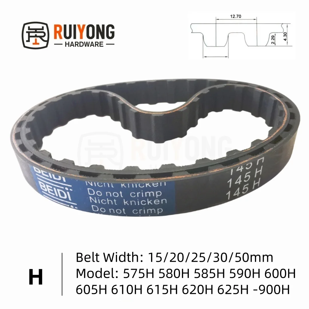

H-type High Torque Rubber Timing Belt Width 15/20/25/30/50mm Model number 575H 580H 585H-900H Synchronous Conveyor Belt 3D parts