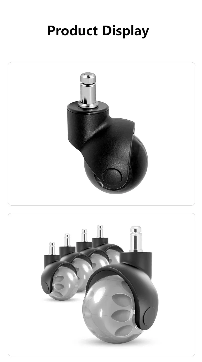 (5 Packs) 2 Inch Office Chair Casters Ball Type Nylon PU Wheels M11 Screw Insert General Furniture Caster Wheels