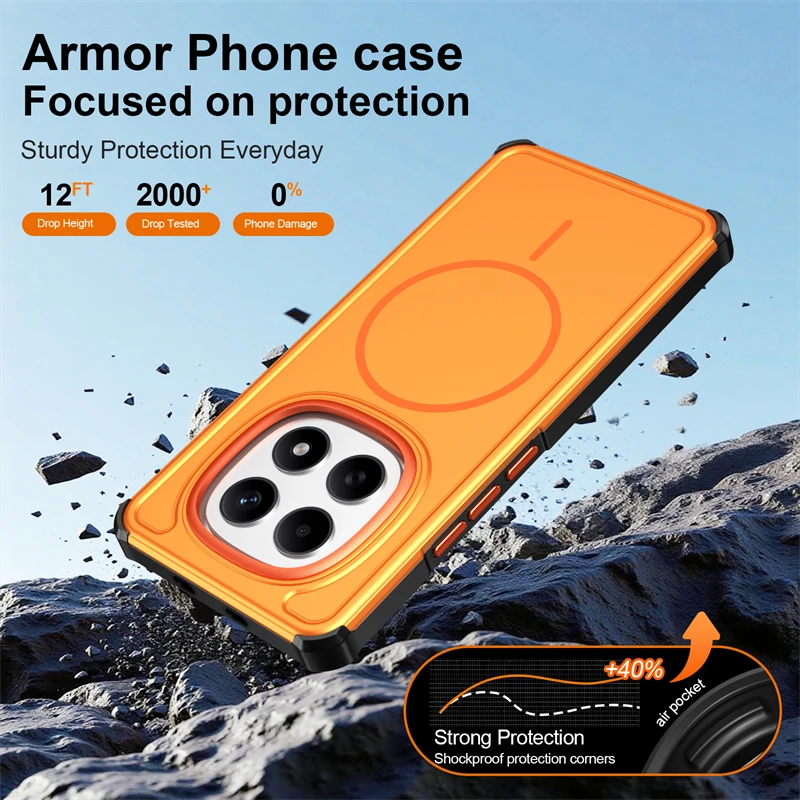 Armor Shockproof Matte Magnetic Phone Case with Magsafe Compatibility