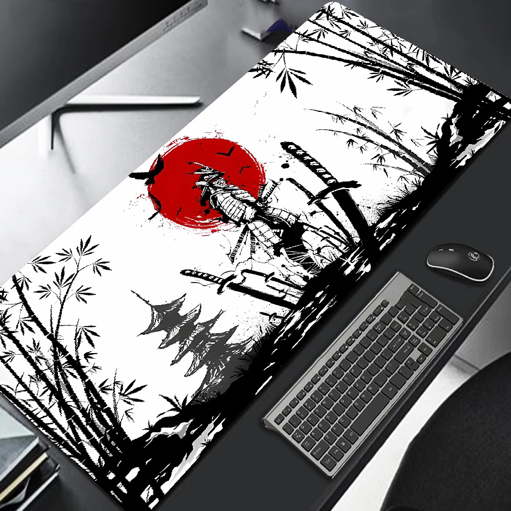 Samurai Warrior Mouse Pad Gamer Computer Accessories Keyboard Table Mat Black Mousepad Company Gaming Laptop Desk Accessory Pc 1