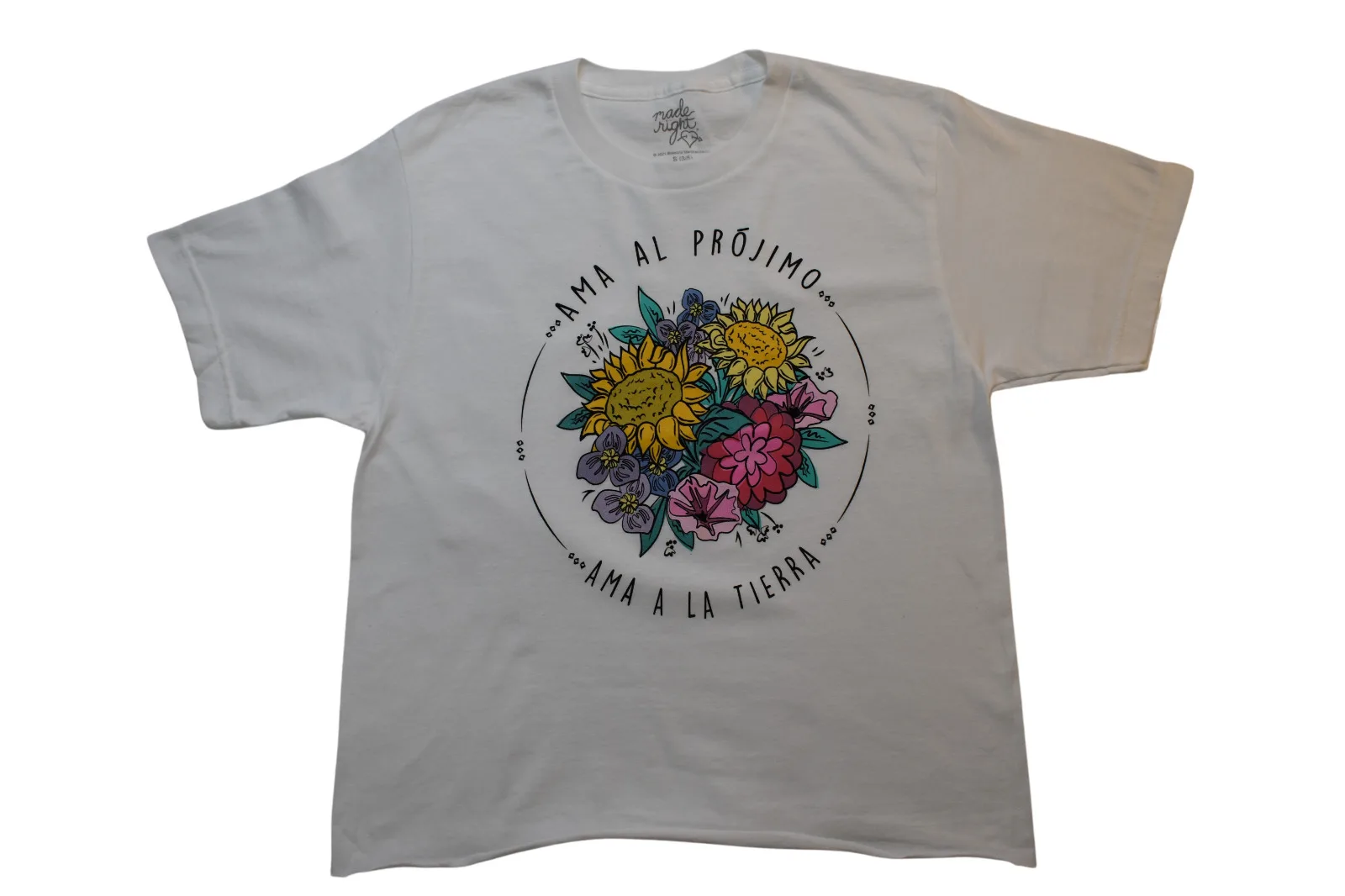 Made Right Juniors No Hay Planeta B Funny White Crop Top Shirt New S Maniche Lunghe