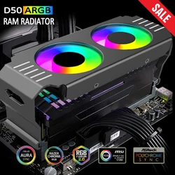 Computer Case RAM Module Cooler DDR3 DDR4 DDR5 ARGB Sync Dual Fans 120mm 5V 3Pin PWM 4Pin PC Case DIY Accessories RAM Radiator