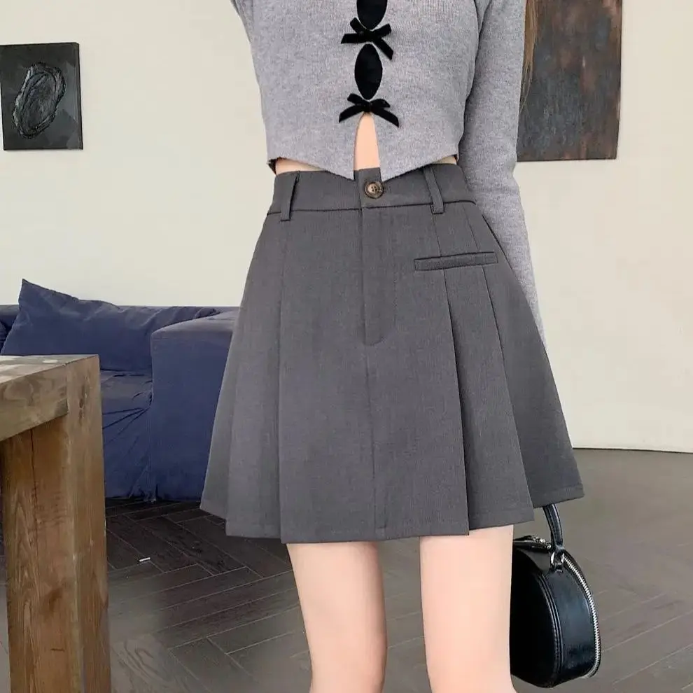 

Sprng New White High Waist Suit Skirt Women's Spring 2024 New Slimming Anti-Exposed A-Line Pleated Skirt