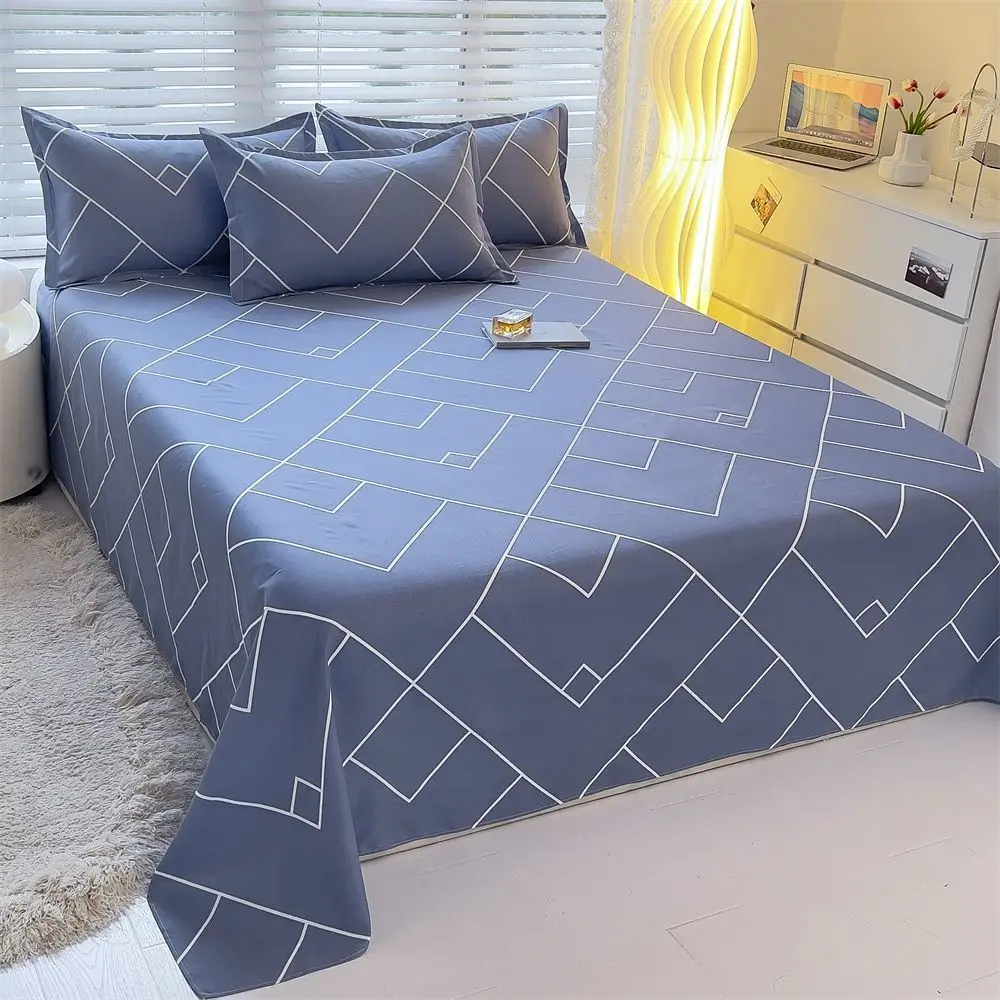 3pcs/Set Home Textile Bed Sheet Set with Pillowcases Cotton Material Lovers Home Room Bedding Flat Sheet Bed Sheet Set - 3