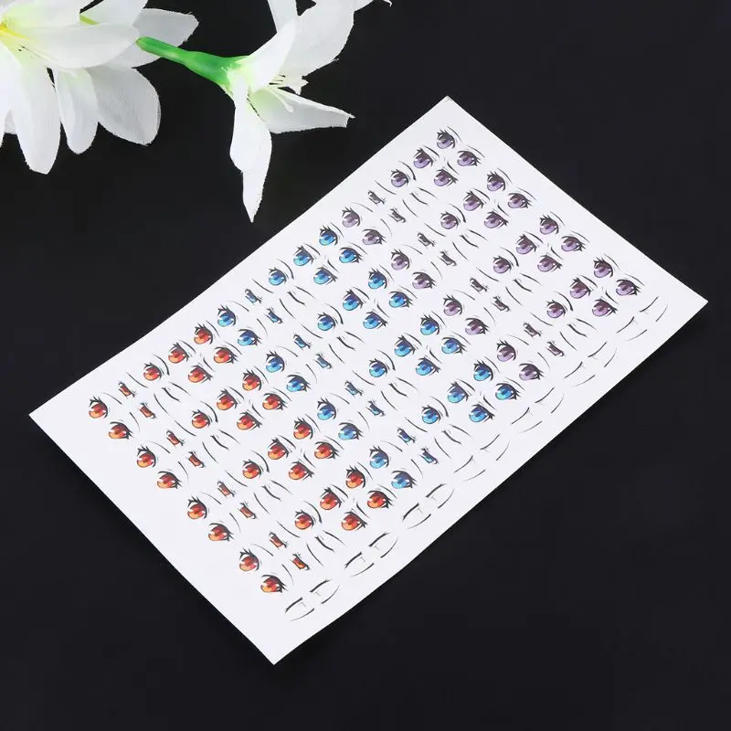 Autocollants Yeux Kawaii Pour DIY - 10 Feuilles Avec Motifs Cartoonesques - Pour Figurines, Poupées Et Artisanat