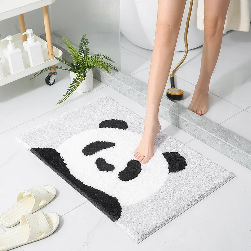 

Panda Bathroom Tufted Rugs Cartoon Animal Non-slip Bath Mat Bedroom Carpets Soft Fluff Indoor Kitchen Rug Doormat Living Room
