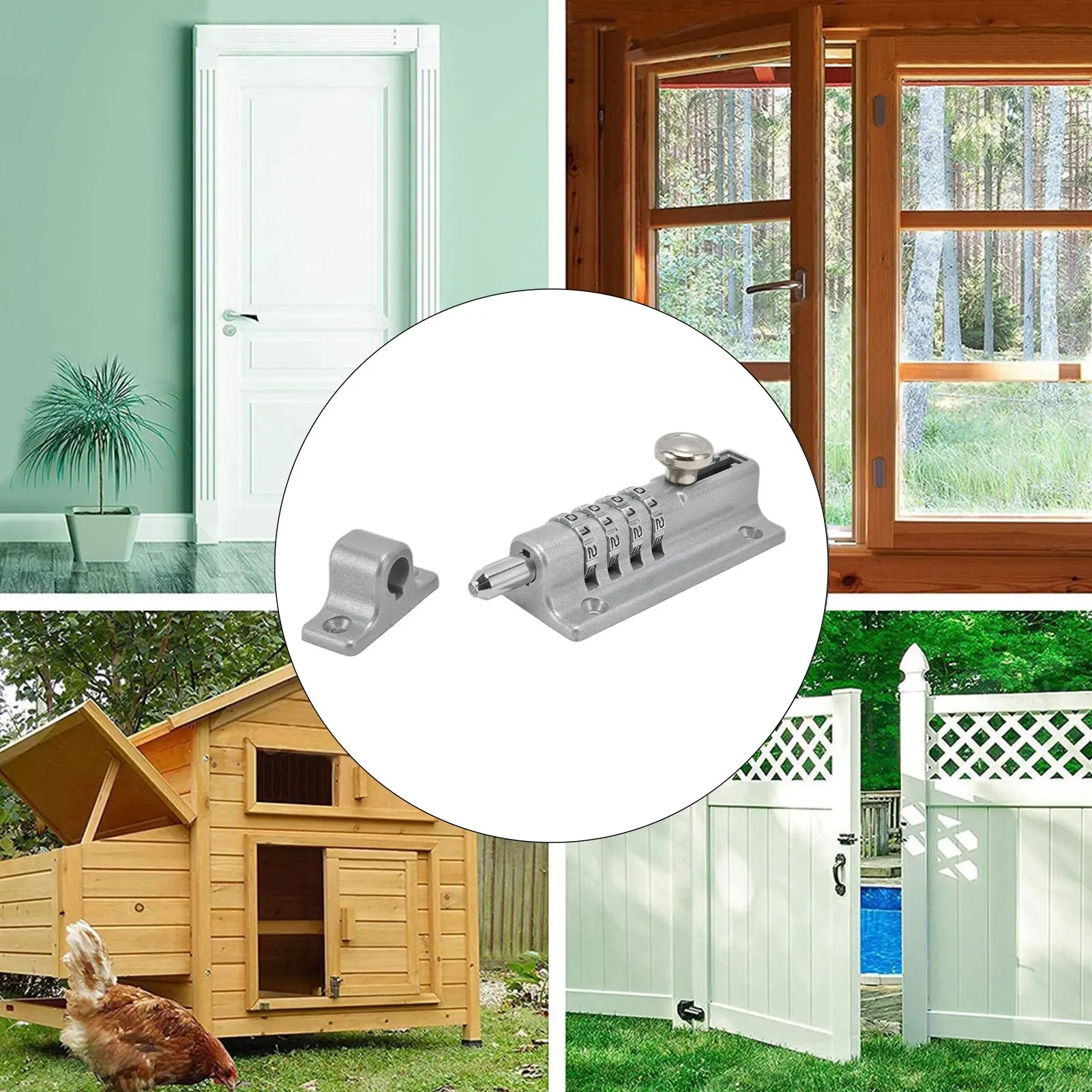 Description Picture 5 of itemCombination Bolt Lock Stainless Steel 4 Digit Pin Code Door Combination Slide Latch Lock with Screwdriver Keyless Door Security