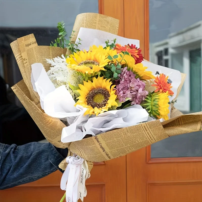 5 Stück Vintage Geschenkblumen-Geschenkpapier, englisches Kraftpapier – Detail 6