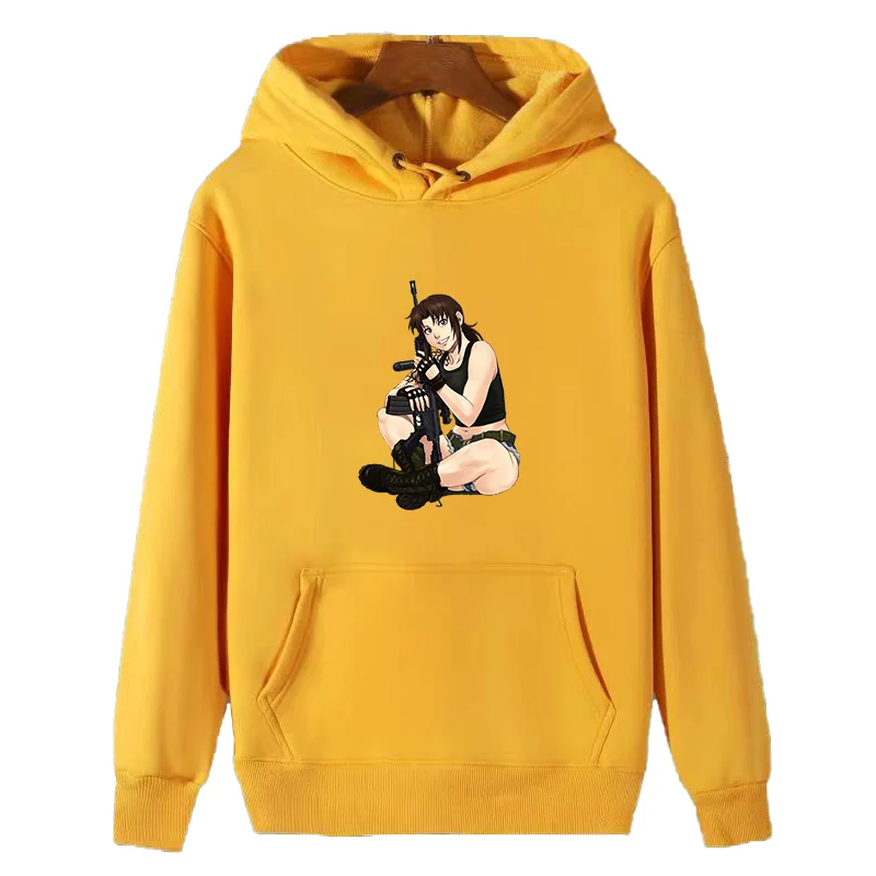 

Revy From Black Lagoon Anime graphic Hooded sweatshirts winter thick sweater hoodie essentials fleece hoodie Men's clothing