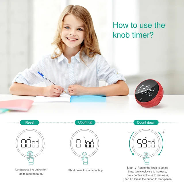 Timer Digitale Da Cucina Con Magnete - Display LED Grande, Conto Alla Rovescia Fino A 99 Minuti - Foto 8