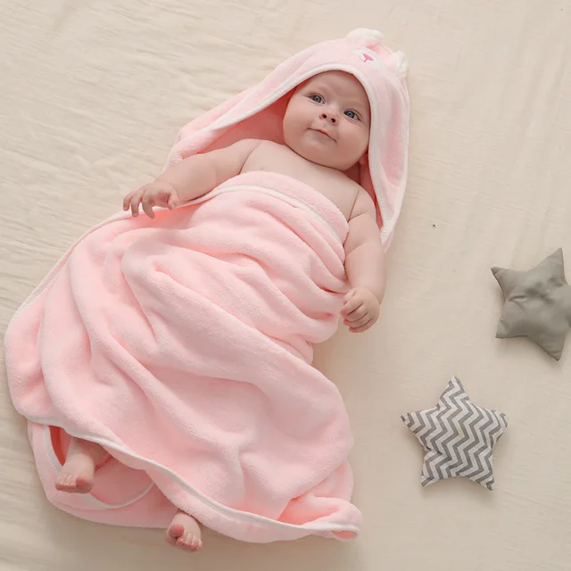 thumbnail image 2 of 4 Pcs Baby Bath Towel Hooded, 27.5 X 55 Inch Soft Hooded Towel Wrap For Boys Girls Highly Absorbent Baby Bathrobe Blanket For Toddlers Shower Gifts 2 of 12