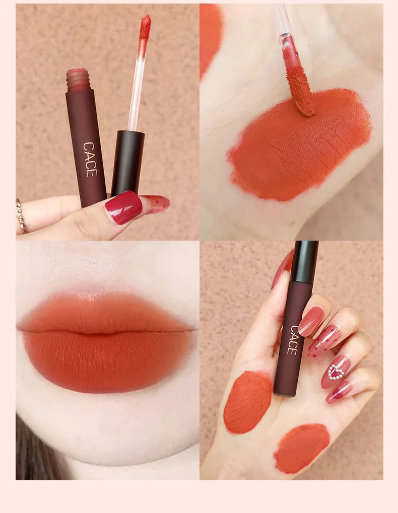 CACE Necklace Lip Glaze Set Box 4-Piece Pack Liquid Lipstick Set Matte Lip Gloss Valentine's Day Gift Lipstick Birthday Gift Set