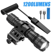 1200 Lumens Tactical Flashlight T6 Rechargeable Weapon Light Gun Light with Pressure Switch for Picatinny Rail 18650 Battery 1