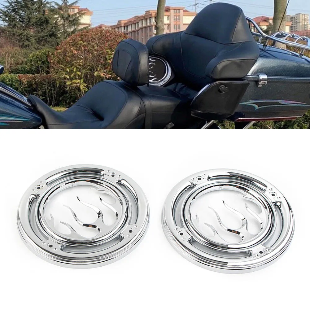 

1 Pair Chrome Motorcyclce Rear Speaker Accent Trim Cover For Harley Electra Street Tri Glide ABS Plastic