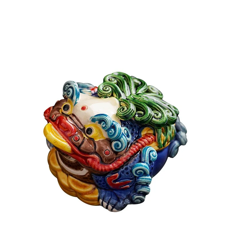 Chinese Ceramic Lucky Three Leg Golden Toad Handmade Fortune Wealth Home Office Desk Decor Jiaozhi Pottery Souvenir Gift