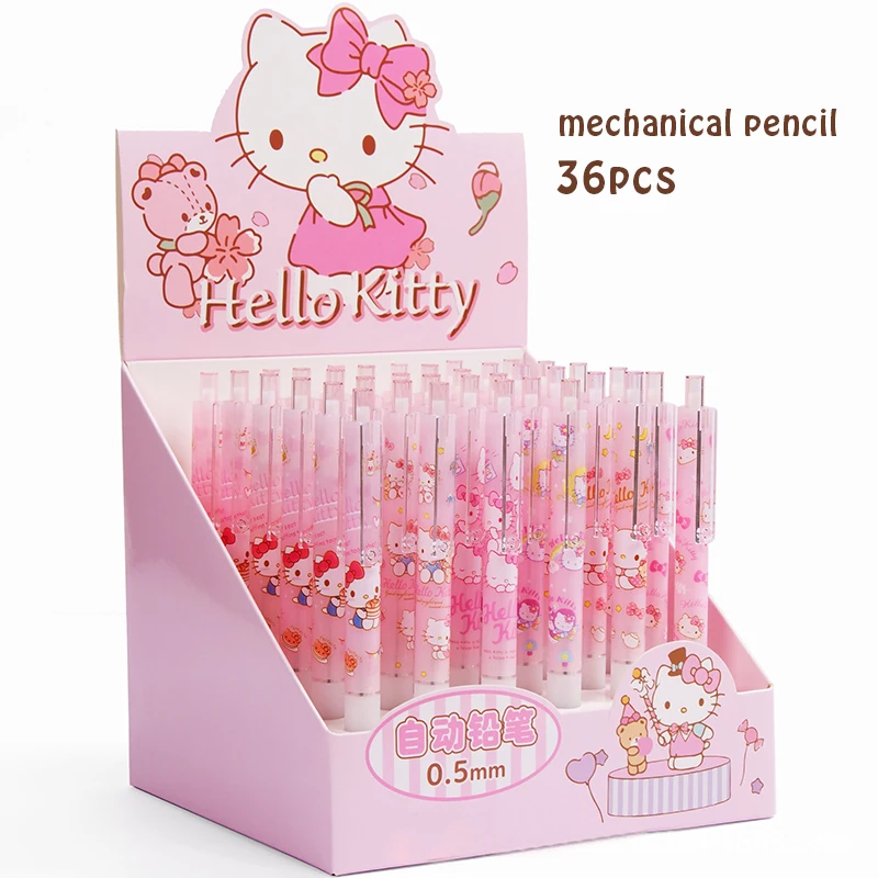

Карандаш Hello Kitty Kawaii Kuromi Sanrio, оригинальные школьные принадлежности в стиле корикоричной, канцелярские принадлежности для My Melody, 36 шт.