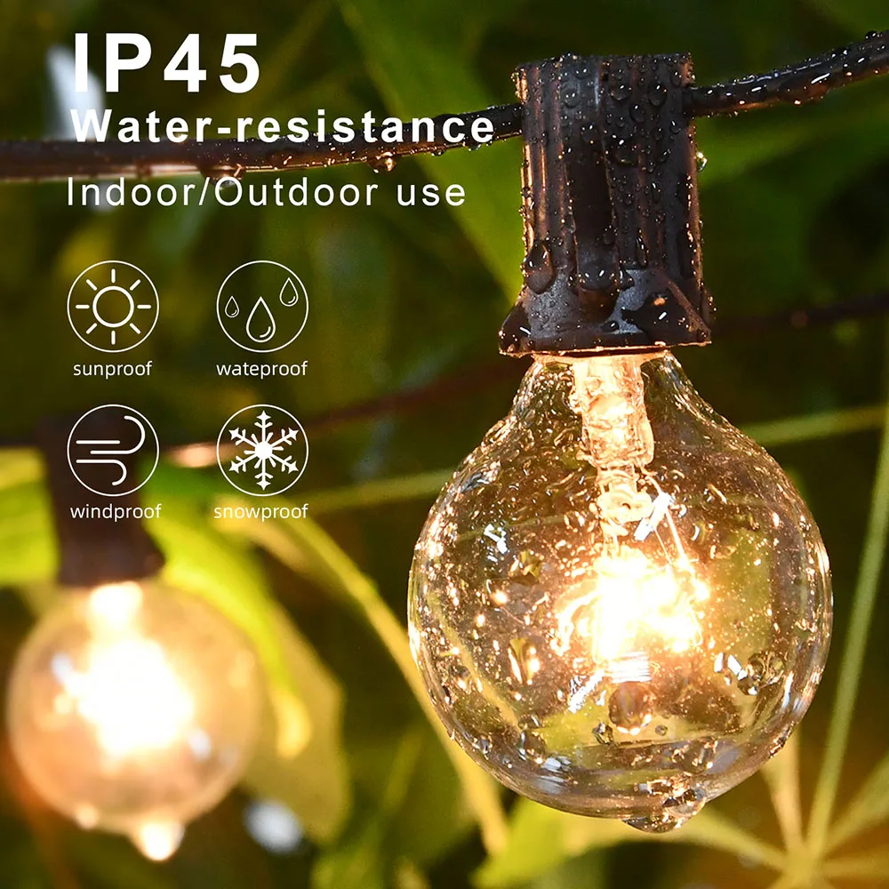 G40 Outdoor Light Garland decorative lights led string lights led fairy lights string lights 10M Festoon String Lights Street Garlands Christmas Garland Backyard Garden Wedding Light Garlands
