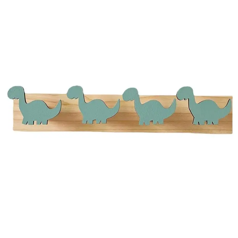 

Dinosaur Wall Hooks For Boys Room Wood Decorative Animal Coat Rack Hook Kids Wall Mounted Door Hanger With 4 Cute Dinosaur Hooks