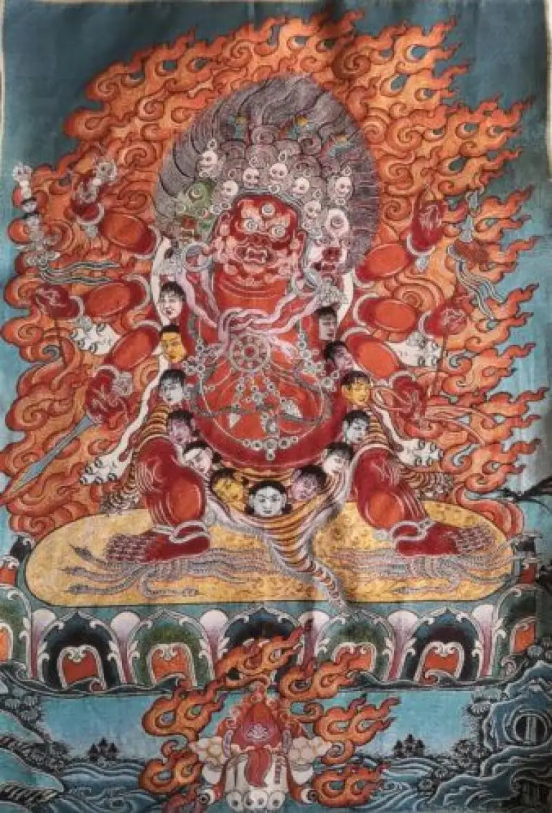

Тибетская шелковая ткань, тибетская ткань, 36 дюймов, высота Vajra Hayagriva Tangka Фреска тханка