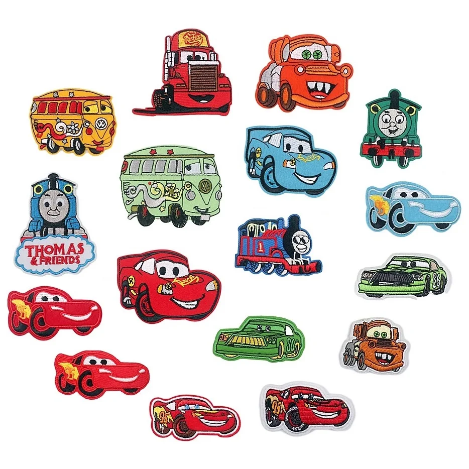 

17Pcs Disney Cartoon Animation Car embroidered patch clothes stickers ironing child clothing iron patches sewing decor applique