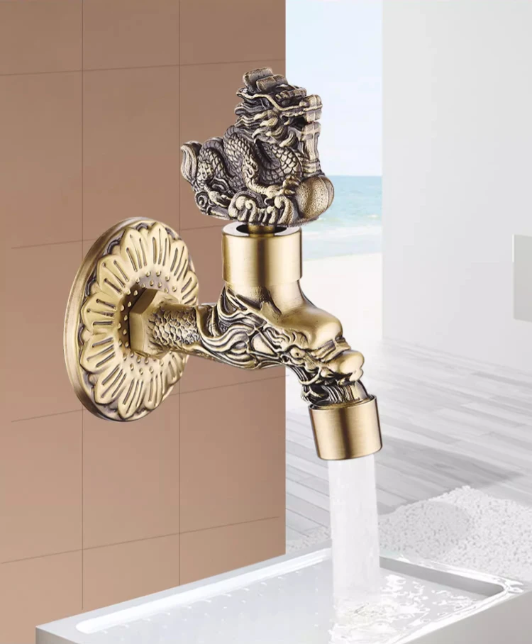 Description Picture 3 of itemBidcock Faucet Antique Bronze Dragon Carved Tap Bathroom Mop Faucet Washing Machine Faucet Outdoor Faucet For Garden 811573