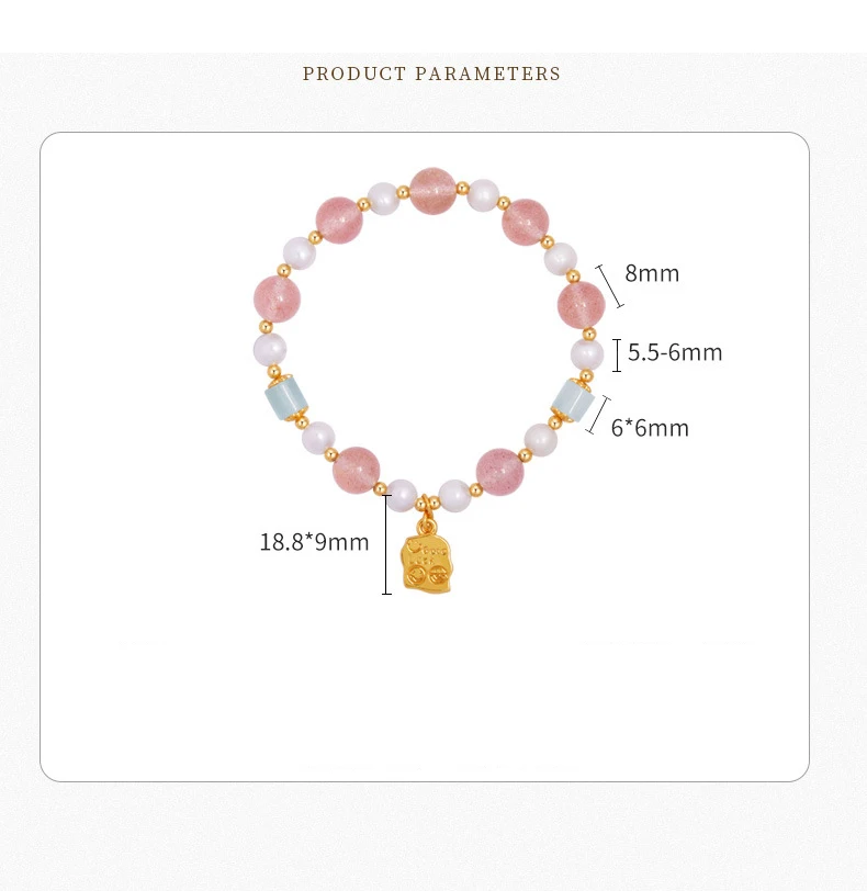 Natürliche Erdbeere Rosa Kristall Armband Frauen Geeignet für Liebe Ehe Weiße Blüte Perle Geschenk High-end-Temperament Schmuck – Detail 4