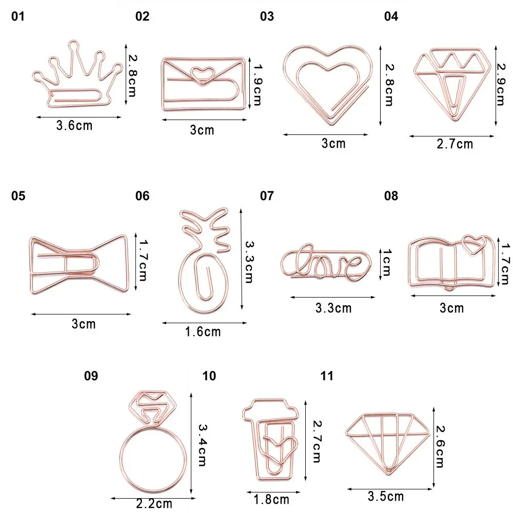 Diamond Crown Envelope Stationery Photo Tickets Office Supplies Metal Paper Clip Mini Binder Clips 10Pcs