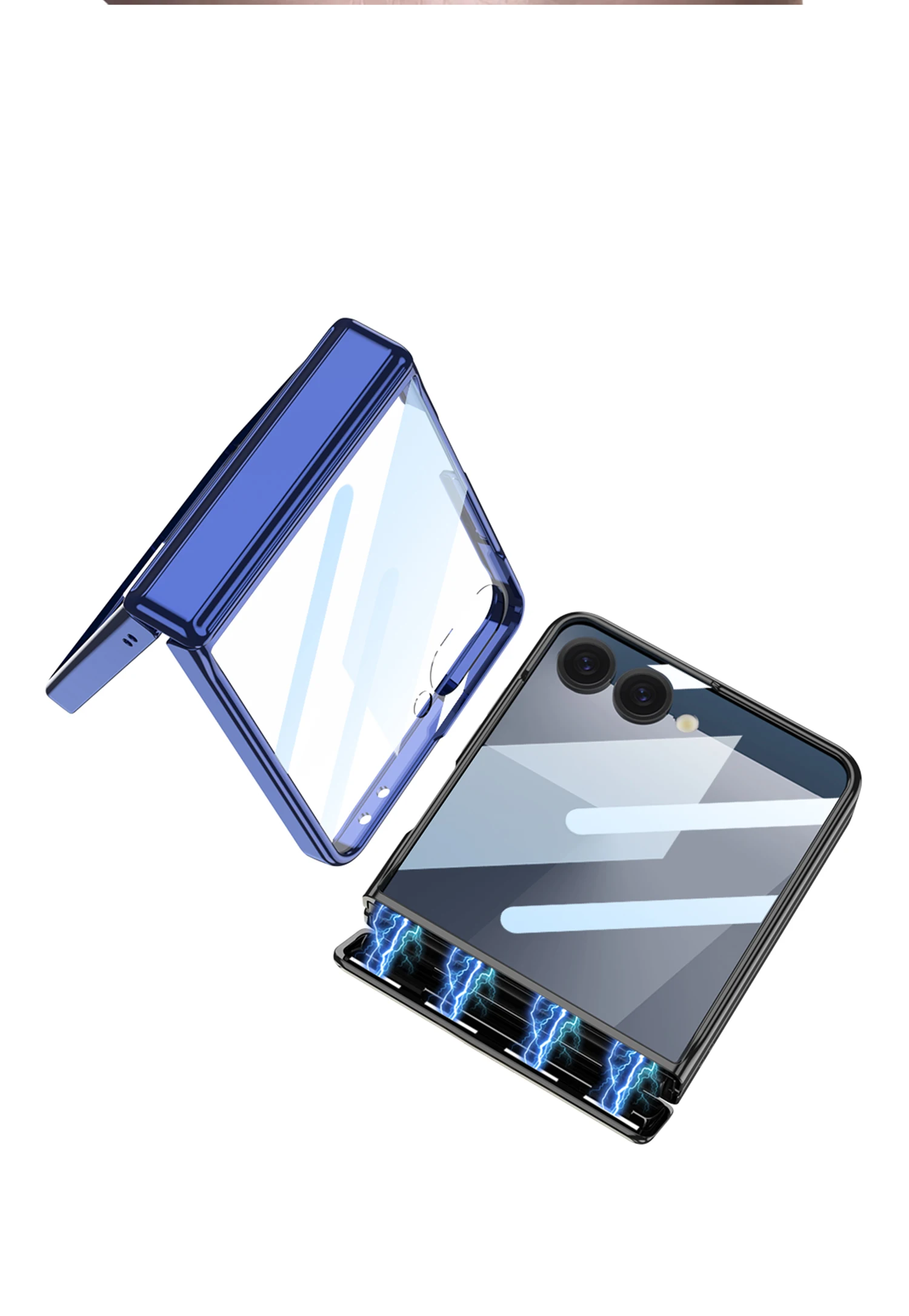 Magnetic Hinge Plating Clear Case for Samsung Galaxy Z Flip 7 6 Outer Screen Pro