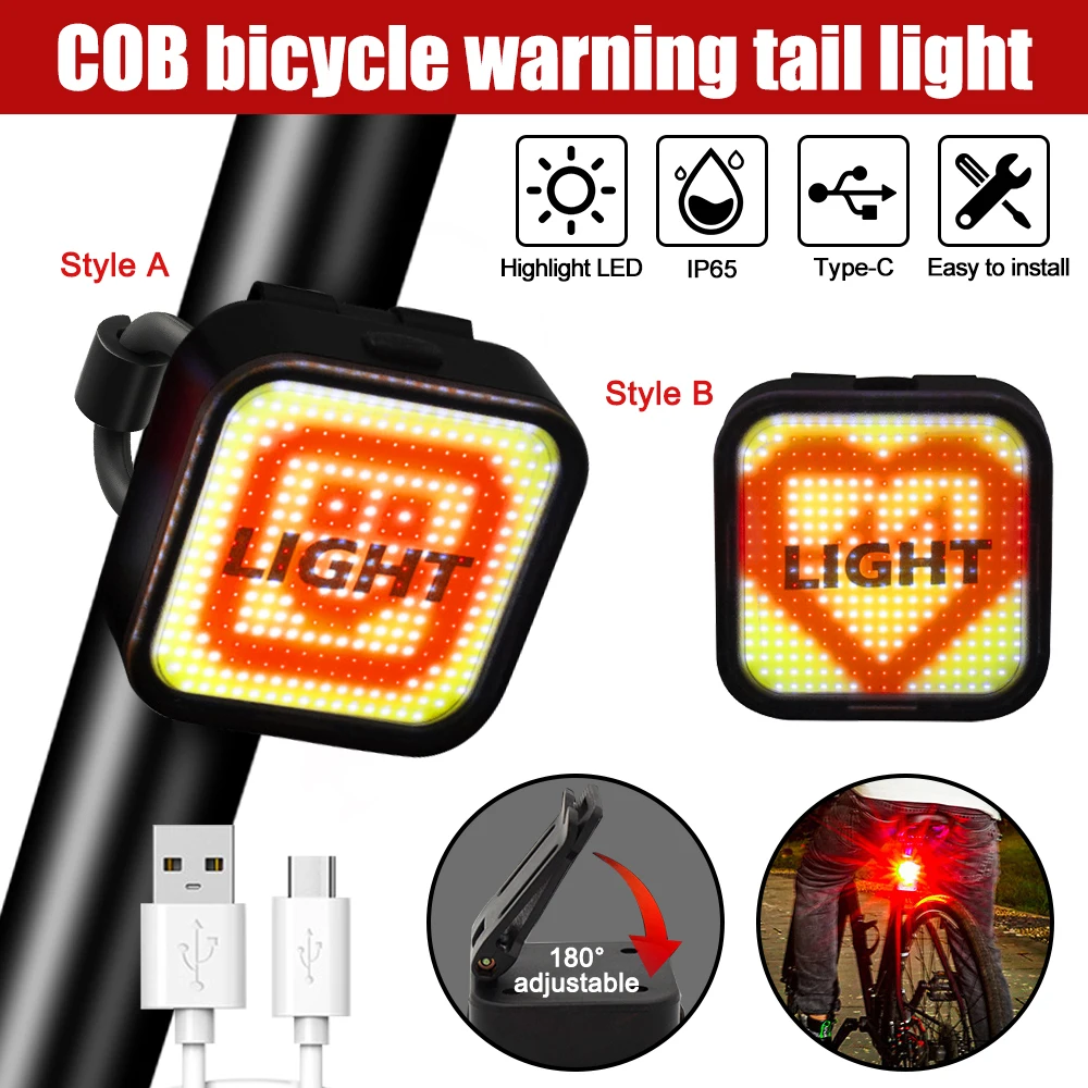 Bicycle Taillight Bike Warning Light Multi-function Rechargeable Bike Tail Light 9 Modes 400mAh Rear Light for Mtb Bike Seatpost