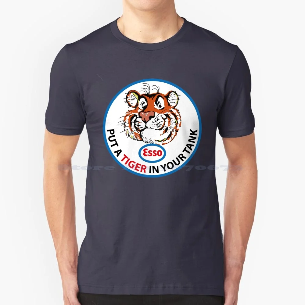 Esso Put A Tiger Clean Sign T Shirt 100% Cotone Tee Esso Gas Gas Station Sign Motor Oil Oil Oil Lattine Aziende Di Petrolio E Gas Oil