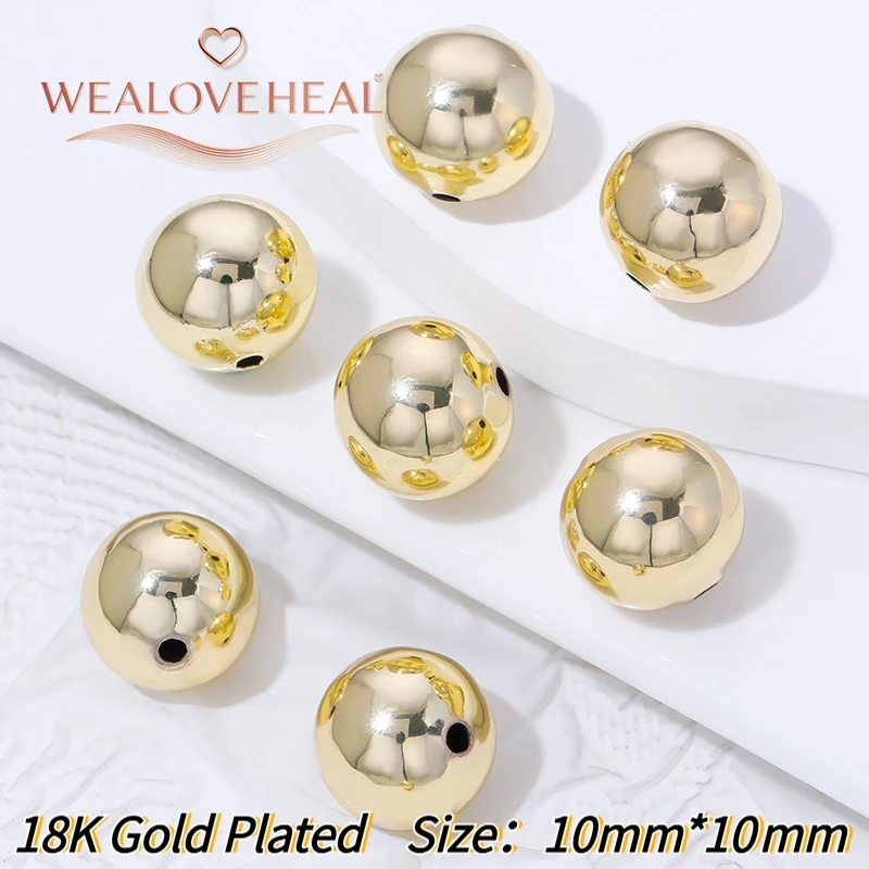 10/12mm 18K vergoldete Messing-Hohlkugelperlen, glatte runde Abstandshalterperlen für die Herstellung von Armbändern, Zubehör für Schmuck. – Detail 21