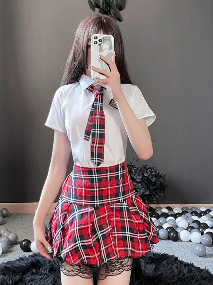 Christmas Sexy Lingerie Hot Dress Cosplay Santa Costumes Red White Short Skirt Fun Clothing Elegant Role Playing Outfit Garment