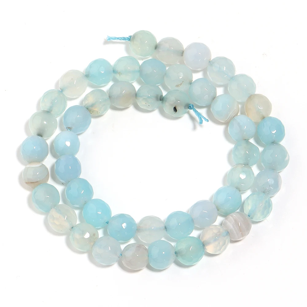 1 Strang 6/8/10mm bunt facettierte Achat perlen runde lose Perlen Spacer Perle für Schmuck herstellung DIY Halskette Armbänder Zubehör – Detail 8