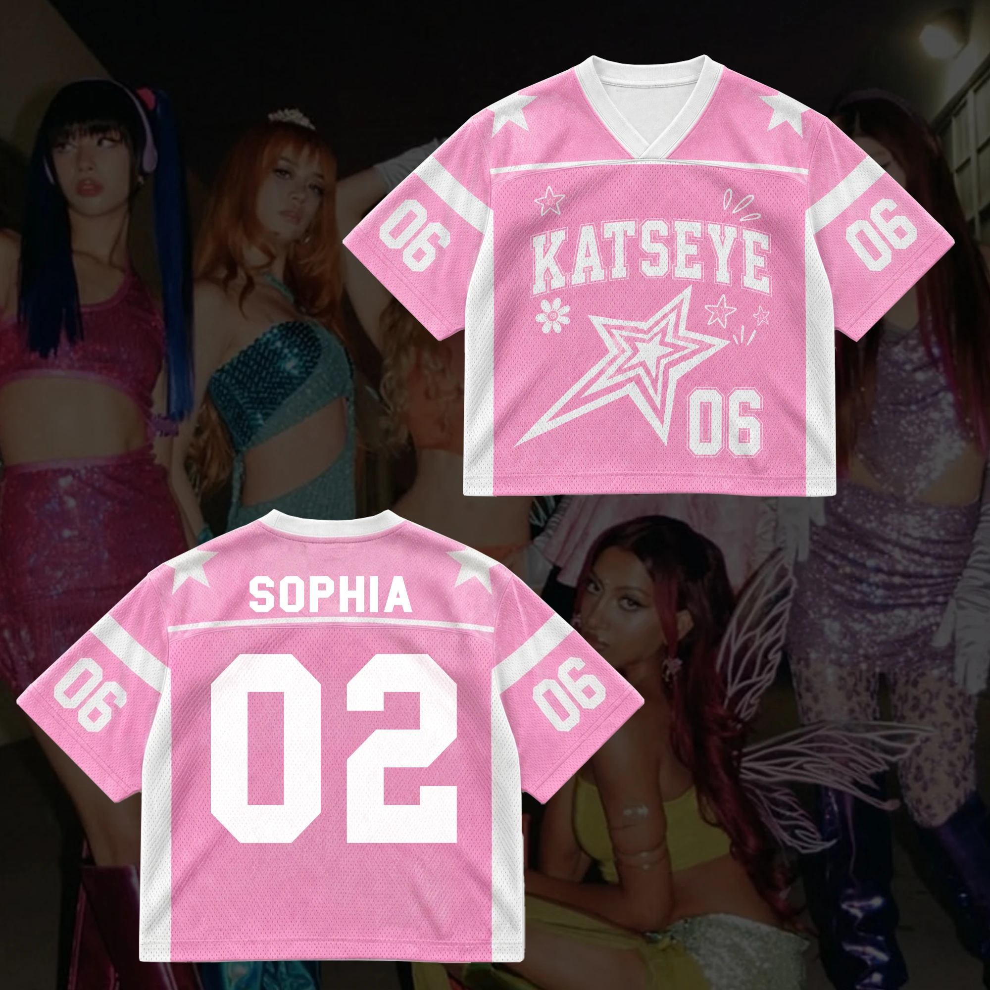 2026 Katseye Pink Star 3D-gedrucktes Jersey für Männer und Frauen, atmungsaktives, schnelltrocknendes Kurzarm-T-Shirt, Familien-Partnerlook-Kleidung