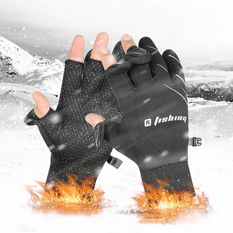 2023 New Waterproof Winter Fishing Gloves 3 Finger Flip Windproof Women Men  Gloves Velvet Warm Protection Fish Angling Gloves - AliExpress