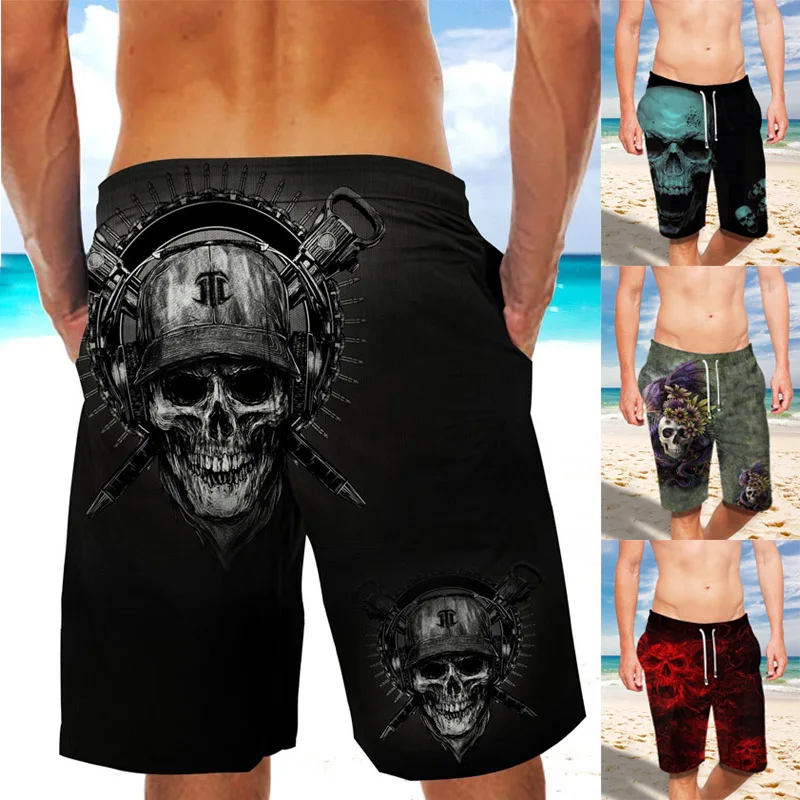 Shorts Men 3D Skull Print Gym Quick Dry 