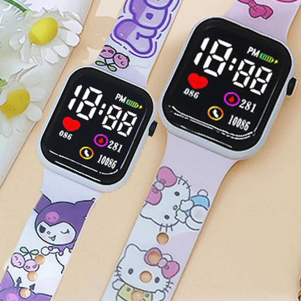 Nouveau Hello Kitty enfants montres filles enfants montre de Sport électronique mode montre numérique femmes étudiant cadeau de noël
