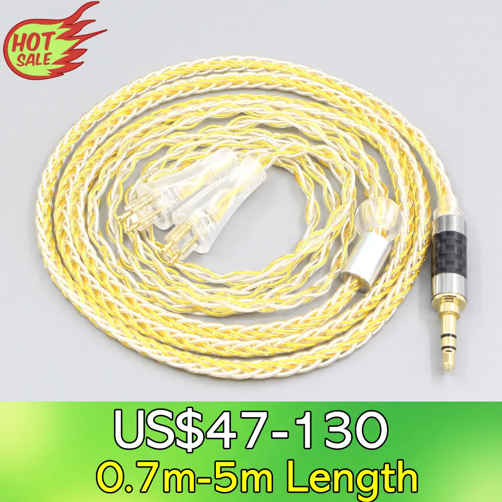 

LN007313 8 Core OCC Silver Gold Plated Braided Earphone Cable For FOSTEX TH900 MKII MK2 TH-909 TR-X00 TH-600 Headphone