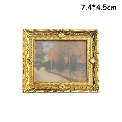 Vintage Miniature Oil Painting Dollhouse Wall Art Decor (02--1Pc)