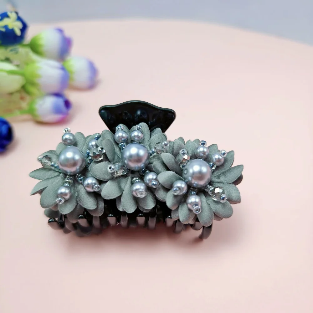 Neuer Stoff-Haarklammer mit Blumenmuster, klassische Haarklammer, florale Haaraccessoires für Frauen – Detail 14