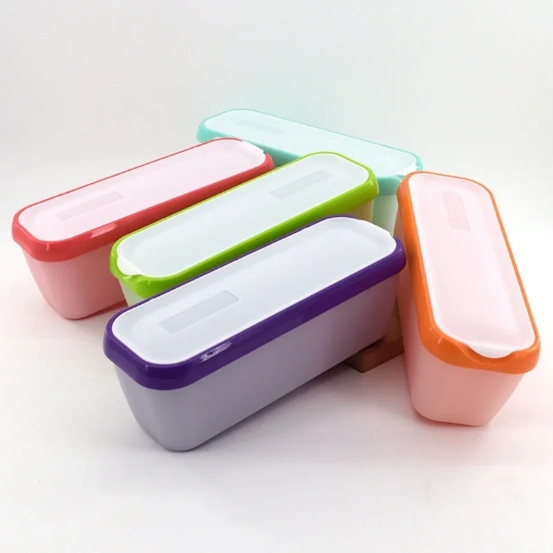 Ice Cream Storage Tub Rectangular Reusable Ice Cream Box Container Mold with Lid Kitchen Refrigerator Storage Home