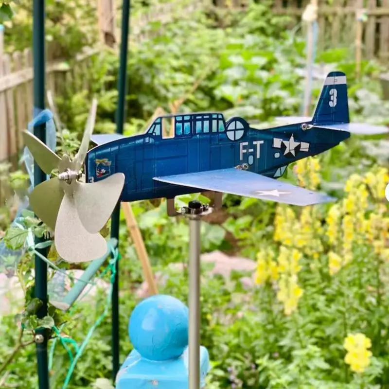 

Airplane Weathervane Roof Plane Indicator Direction Aircraft Wind Metal Spinner Windmill Sheds Garden Patio Lawn Decoration