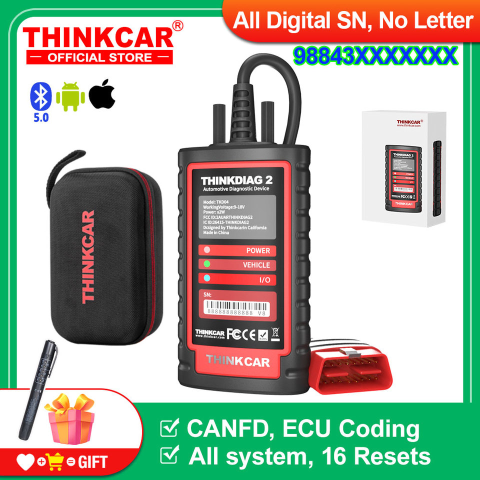 THINKCAR Thinkdiag 2, KINGBOLEN Ediag plus CAN FD protocol All System Car diagnostic tools ECU coding OBD2 scanner
