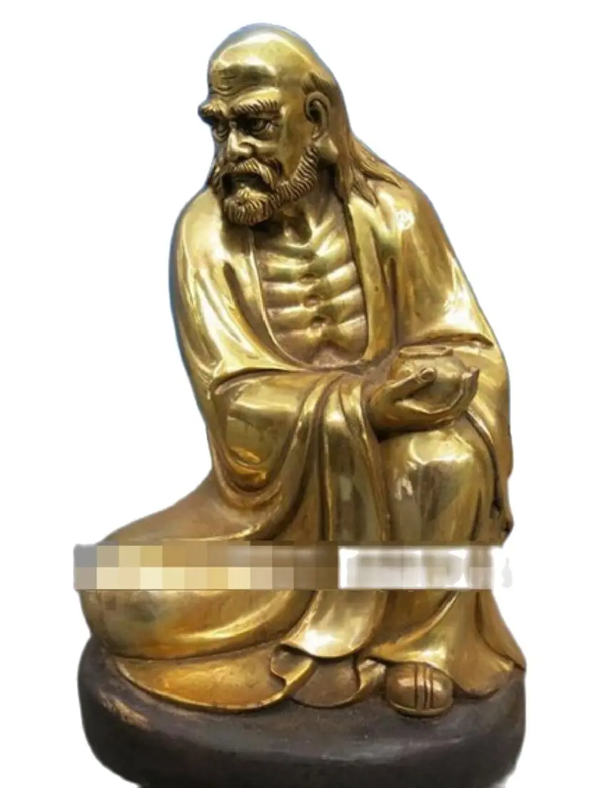 

9 inch copper figurine tibet Esoteric Buddhism buddha Bodhidharma Zen monk statue 22cm